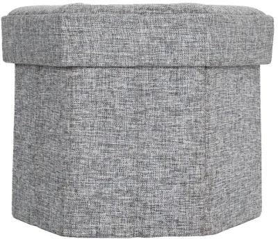 Medium Decorative Grey Foldable Hexagon Ottoman for Living Room, Bedroom, Dining, Playroom or Office