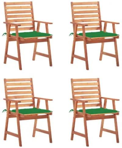 vidaXL Patio Dining Chairs 4 pcs with Cushions Solid Acacia Wood