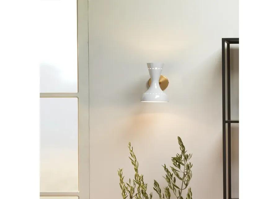 Pisa Wall Sconce, White Lacquer and Antique Brass Metal