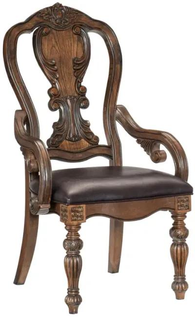 2 Piece Dark Oak Armchairs with Faux Leather Seats