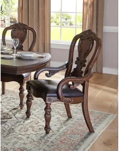 2 Piece Dark Oak Armchairs with Faux Leather Seats