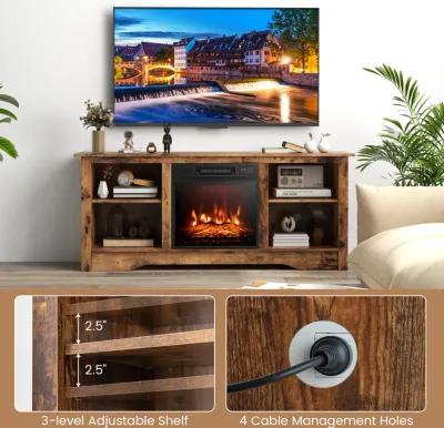 TV Stand for up to 65 Inch Flat Screen TVs with Adjustable Shelves for 18 Inch Electric Fireplace