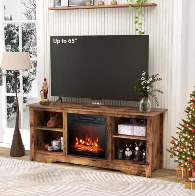 TV Stand for up to 65 Inch Flat Screen TVs with Adjustable Shelves for 18 Inch Electric Fireplace