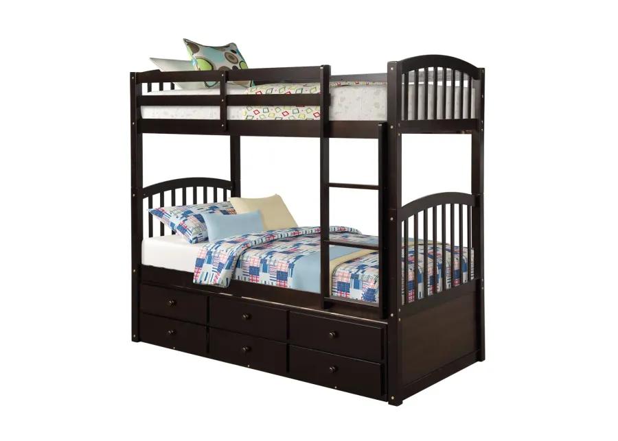 Twin Bunk Bed With Ladder, Safety Rail, Twin Trundle Bed With 3 Drawers For Teens Bedroom