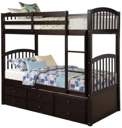 Twin Bunk Bed With Ladder, Safety Rail, Twin Trundle Bed With 3 Drawers For Teens Bedroom