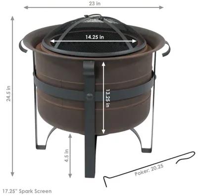 Sunnydaze Steel Cauldron-Style Smokeless Fire Pit with Spark Screen