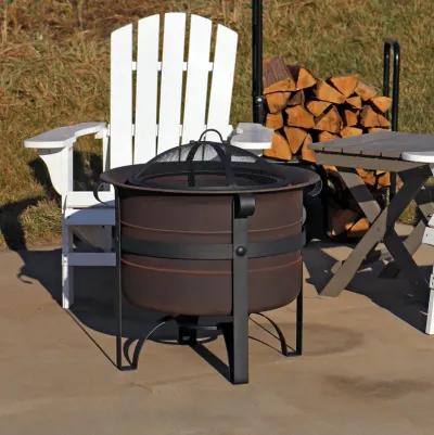 Sunnydaze Steel Cauldron-Style Smokeless Fire Pit with Spark Screen