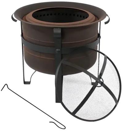 Sunnydaze Steel Cauldron-Style Smokeless Fire Pit with Spark Screen