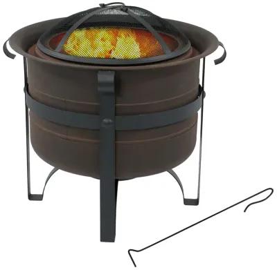 Sunnydaze Steel Cauldron-Style Smokeless Fire Pit with Spark Screen