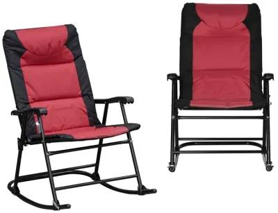 Red/Black Porch Duo: 2-Piece Padded Rocking Chair Set