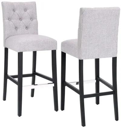 WestinTrends 29" Linen Fabric Tufted Upholstered Bar Stool (Set of 2), Black