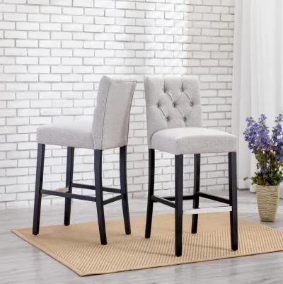 WestinTrends 29" Linen Fabric Tufted Upholstered Bar Stool (Set of 2), Black