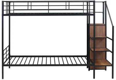 Merax Metal Bunk Bed with Lateral Storage Ladder