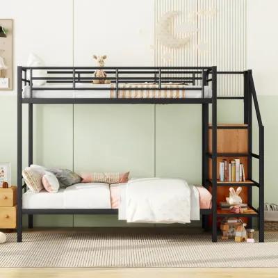 Merax Metal Bunk Bed with Lateral Storage Ladder