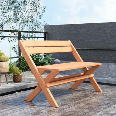 2-Person Teak Wood Folding Outdoor Benches with Slatted Seat