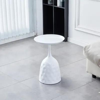 White Wine Cup Metal Side Table, Small Sofa Table, Round White Nightstand