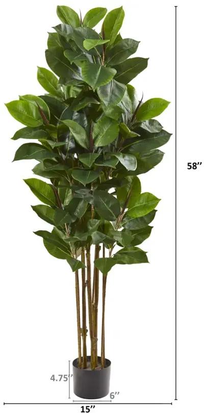 HomPlanti 58 Inches Rubber Leaf Artificial Tree