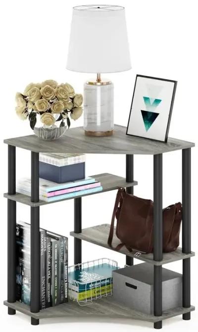 Furinno Turn-N-Tube Space Saving Corner Desk with Shelves, French Oak Grey/Black