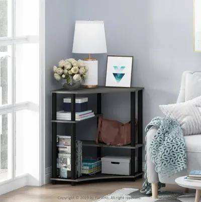 Furinno Turn-N-Tube Space Saving Corner Desk with Shelves, French Oak Grey/Black