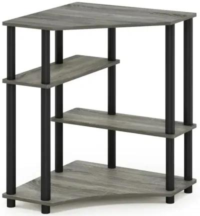 Furinno Turn-N-Tube Space Saving Corner Desk with Shelves, French Oak Grey/Black