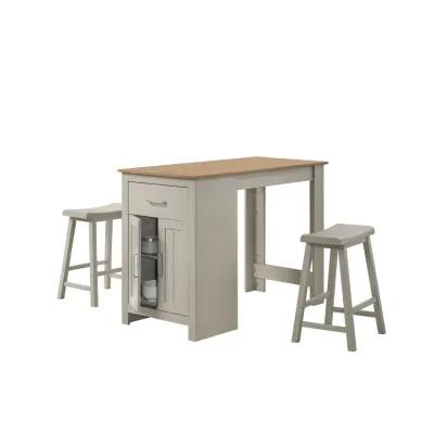 Small Space Counter Height Dining Set with Storage & Stools