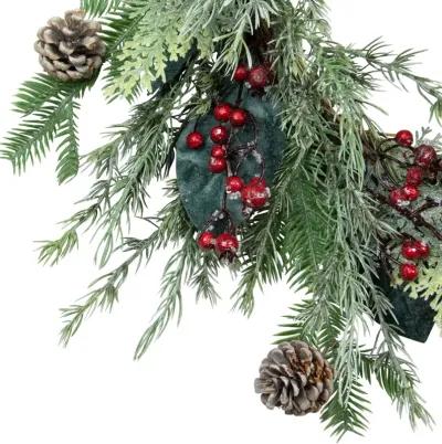 Mixed Foliage and Iced Berries Artificial Christmas Wreath  26-Inch  Unlit