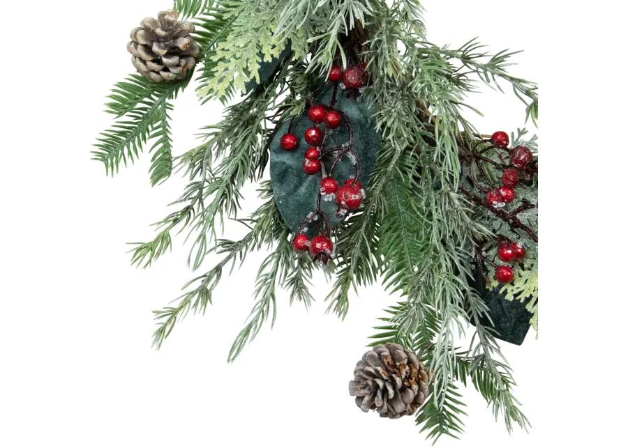 Mixed Foliage and Iced Berries Artificial Christmas Wreath  26-Inch  Unlit