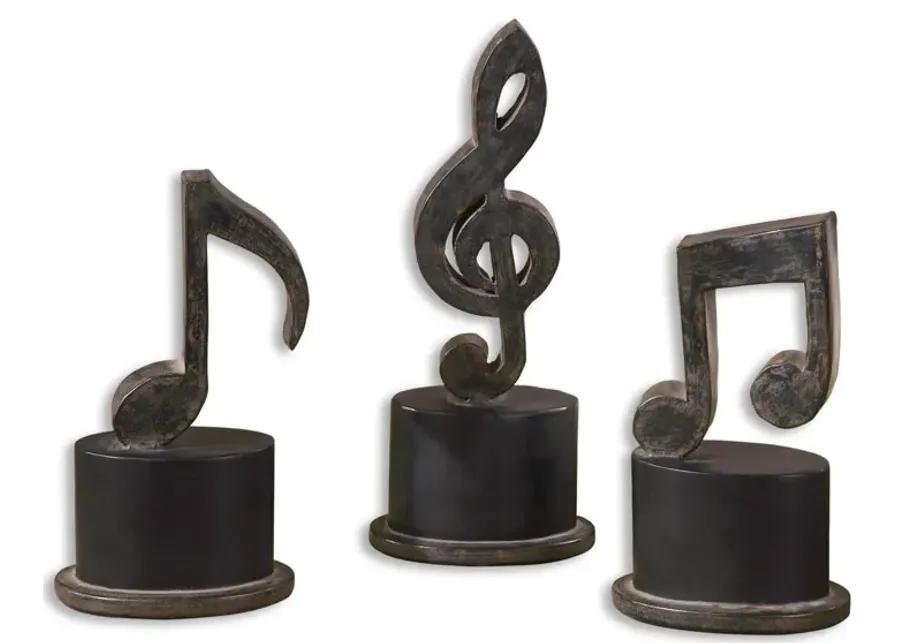 Uttermost Music Notes Metal Figurines, Set/3