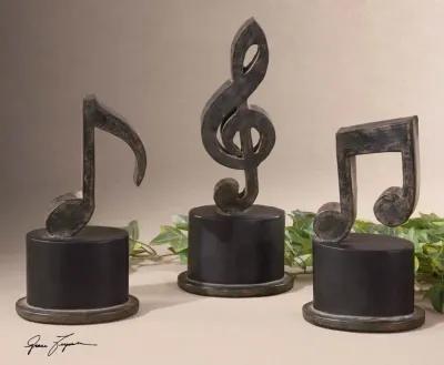 Uttermost Music Notes Metal Figurines, Set/3