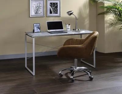 ACME Jurgen Writing Desk, Faux Concrete & Silver