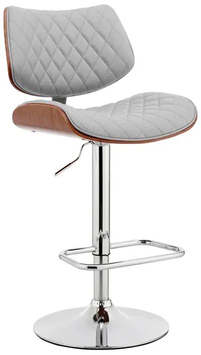 Leland Adjustable Gray Faux Leather and Chrome Finish Stool