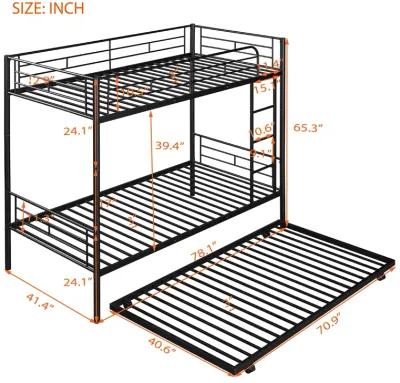 Merax Twin-Over-Twin Metal Bunk Bed With Trundle