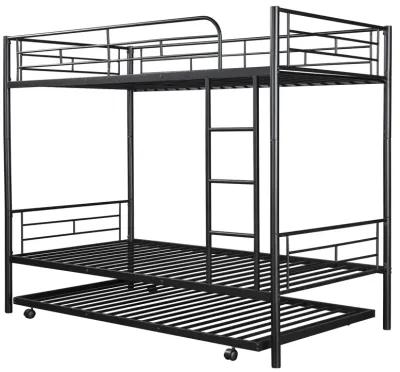 Merax Twin-Over-Twin Metal Bunk Bed With Trundle