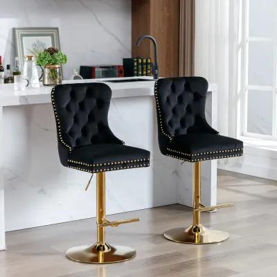 Modern Velvet Swivel Bar Stools, Set of 2