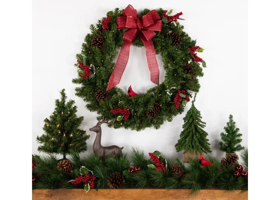 Pre-Lit Canadian Pine Artificial Christmas Wreath  30-Inch  Clear Lights