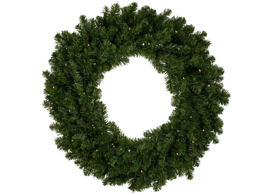 Pre-Lit Canadian Pine Artificial Christmas Wreath  30-Inch  Clear Lights