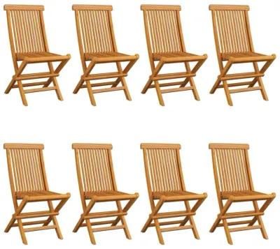 vidaXL Garden Chairs with Gray Cushions 8 pcs Solid Teak Wood