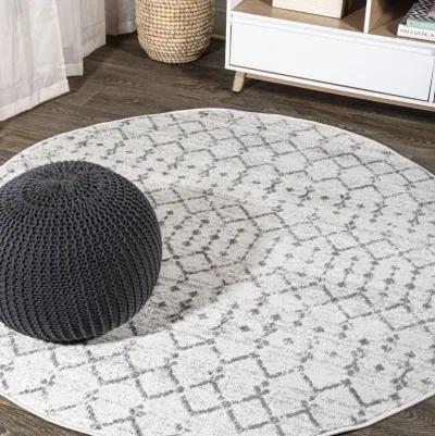 Moroccan HYPE Boho Vintage Diamond Black/Ivory 3' Round Area Rug