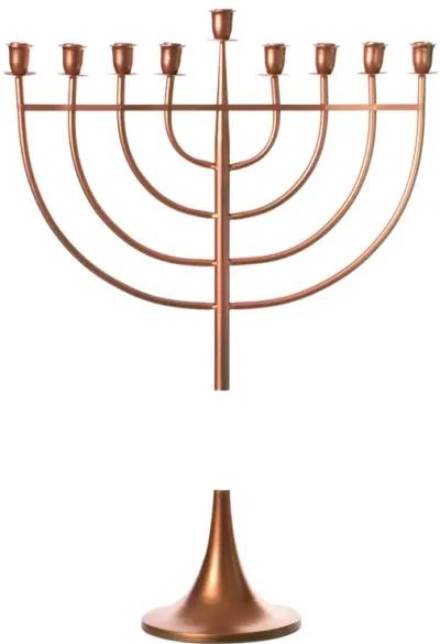 Modern Solid Metal Judaica Hanukkah Menorah 9 Branched Candelabra, Copper Medium