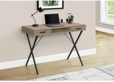 Monarch Specialties I 7796 Computer Desk, Home Office, Laptop, Left, Right Set-up, Storage Drawers, 42"L, Work, Metal, Laminate, Brown, Black, Contemporary, Modern