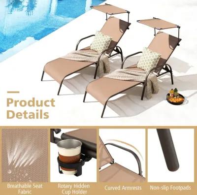 Patio Heavy-Duty 5-Level Adjustable Chaise Lounge Chair-Brown