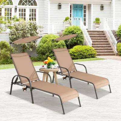 Patio Heavy-Duty 5-Level Adjustable Chaise Lounge Chair-Brown