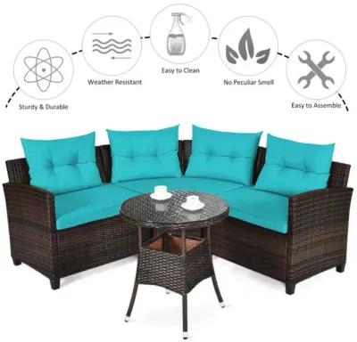 Hivvago 4 Pieces Outdoor Cushioned Rattan Furniture Set