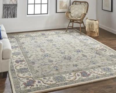 Rylan 8640F Taupe/Ivory/Blue 10' x 14' Rug