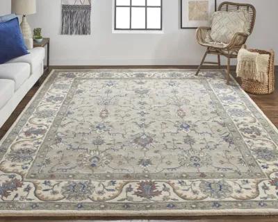 Rylan 8640F Taupe/Ivory/Blue 10' x 14' Rug