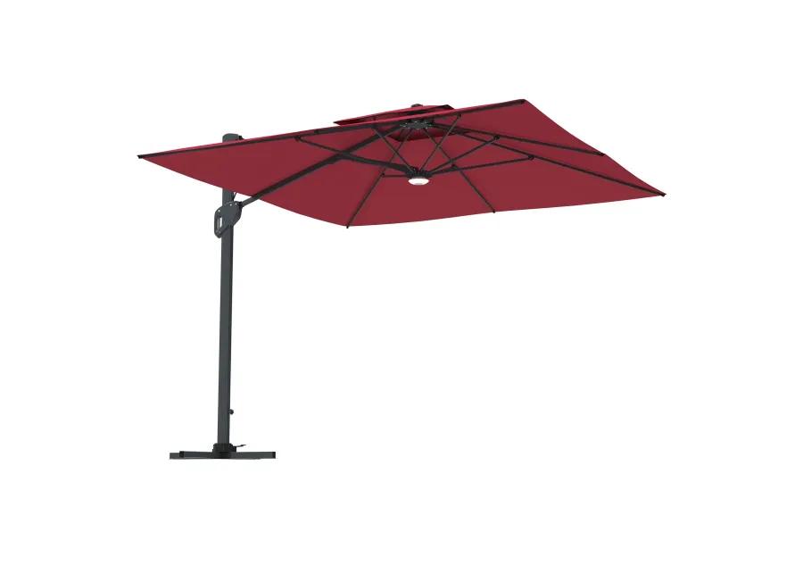 MONDAWE 10ft Square Solar LED Offset Cantilever Outdoor Patio Umbrella with Built-in Bluetooth Speaker