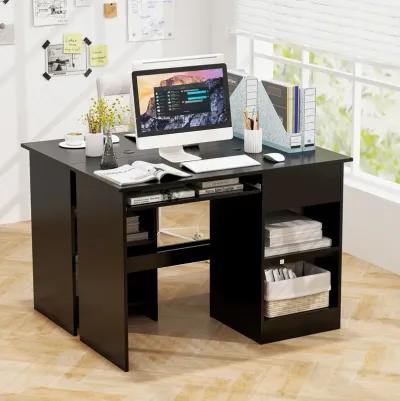 Wooden Computer Desk with CPU Stand