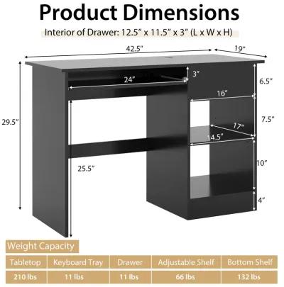 Wooden Computer Desk with CPU Stand