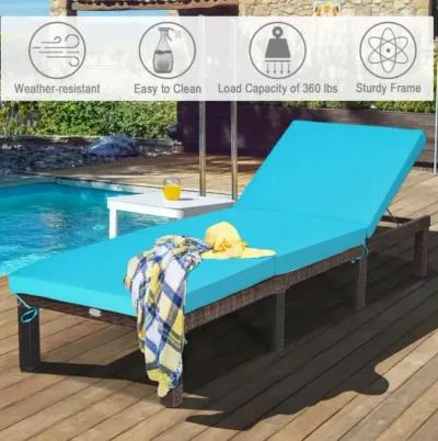 Hivvago Paito Wicker Chaise Lounger with Adjustable Backrest and Cushion