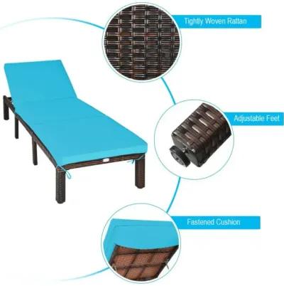 Hivvago Paito Wicker Chaise Lounger with Adjustable Backrest and Cushion